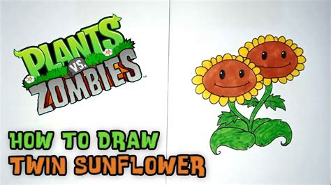 How To Draw Twin Sunflower Plants Vs Zombies Youtube