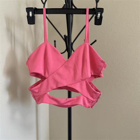 Hot Pink Top With Zipper Detail Beachwear Depop