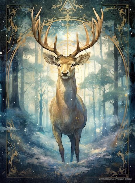 Premium Photo A Deer With Large Antlers Is On A Snowy Forest Floor