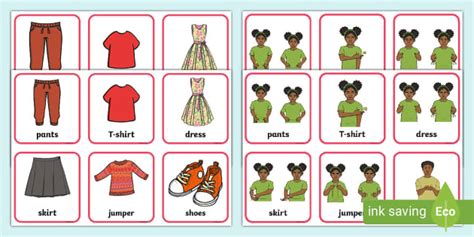 Auslan Clothes Matching Cards Professor Feito Twinkl