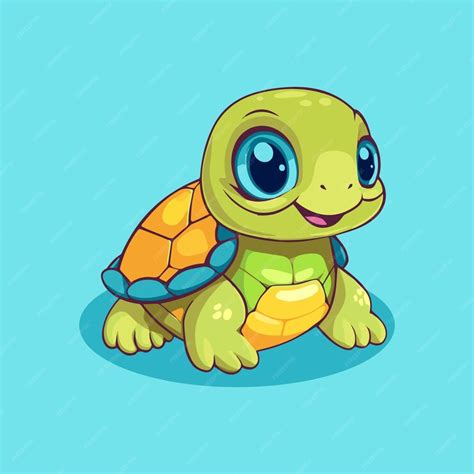 Premium Vector Vector Art Of Cute Turtle Cartoon Style Flat Icon