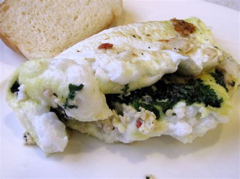 Fluffy Egg White Omelet with Feta and Kale ~ I Can Do That!