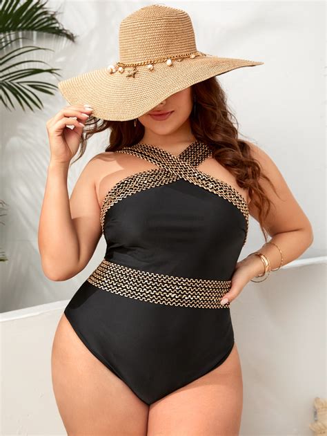 SHEIN Swim Chicsea Bañador una pieza con diseño de puntada con tira