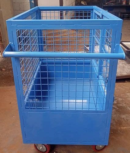 Platform Blue Mild Steel Wire Mesh Trolley Size Dimension