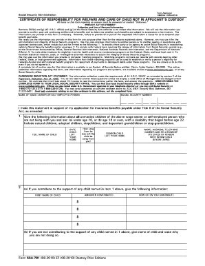 Fillable Online Ssa Ssa Certificate Of Responsibility Form Fax Email