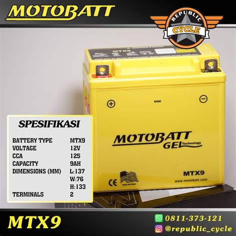 Jual Aki Kering TVS Apache 150 Motobatt MTX9 Kota Surabaya Republic