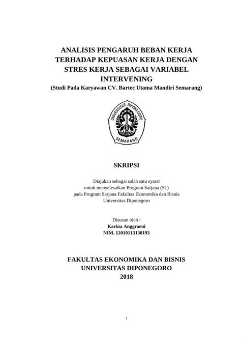 Pdf Analisis Pengaruh Beban Kerja Terhadap Kepuasan Eprints Undip Ac