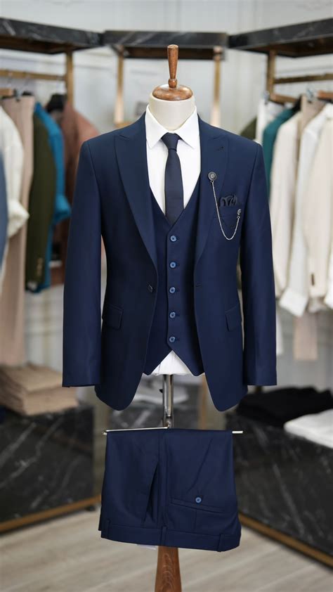 Navy Blue Slim Fit Groom Wedding Suit For Men By