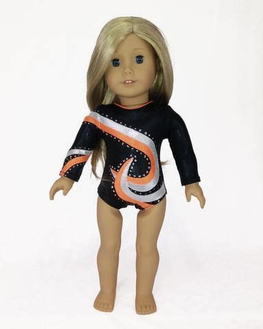 Gymnastics Leotard Black Orange Silver for American Girl and 18inch ...