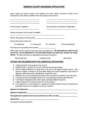 Fillable Online Requirements For Completing Application For Rezoning