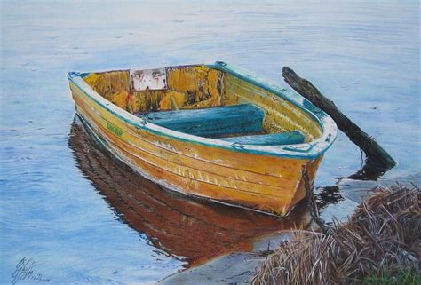 Rowboat Tranquility Drawing By Tess Lee