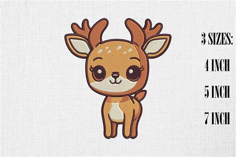 Cute Kawaii Deer Embroidery Design · Creative Fabrica