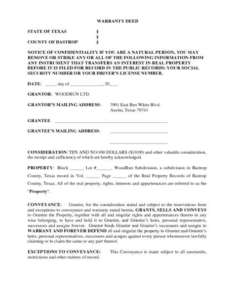 Printable Texas Without Warranty Deed Form Printable Forms Free Online