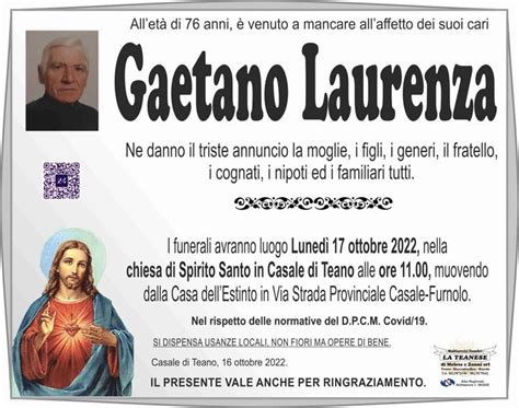 Funerali E Annunci Funebri A Teano Gaetano Laurenza Funer