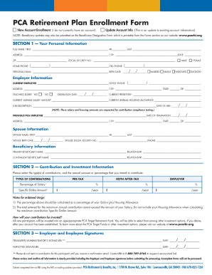 Fillable Online Pcarbi PCA Retirement Plan Enrollment Form Pcarbi Fax