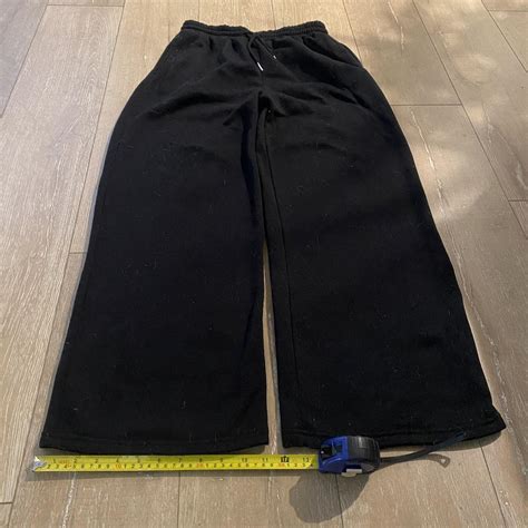 Baggy Wide Leg Y2k Black Sweatpants Size Medium Depop