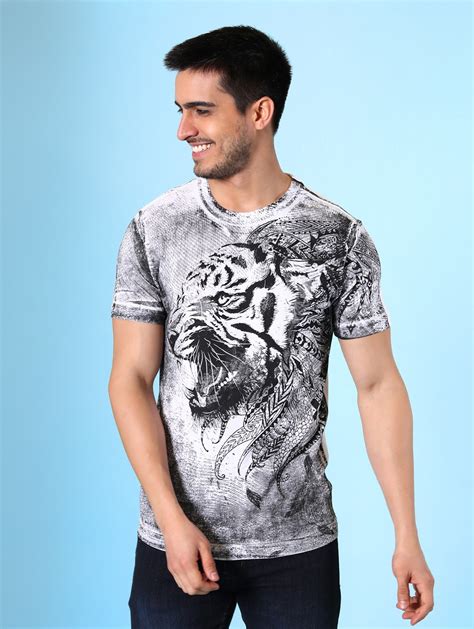 Buy Online Round Neck Printed Regular T Shirt From Top Wear For Men By