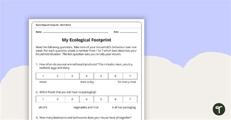 My Ecological Footprint Worksheet Teach Starter