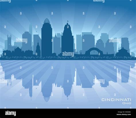 Cincinnati Ohio City Skyline Vector Silhouette Illustration Stock