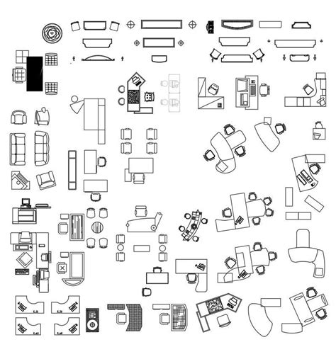 2D CAD Blocks Of Office Furniture In AutoCAD Drawing CAD File Dwg