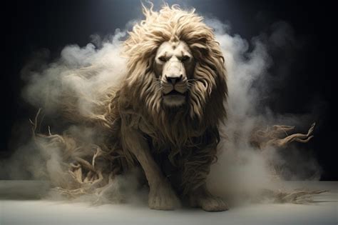 Premium Photo | Contemporary art college man in the form of a lion