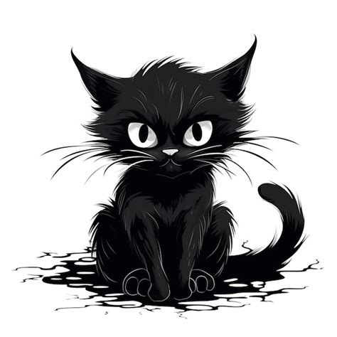 Vector Um Gato Preto Olhos Amarelos E Um Rosto Ensanguentadovetor