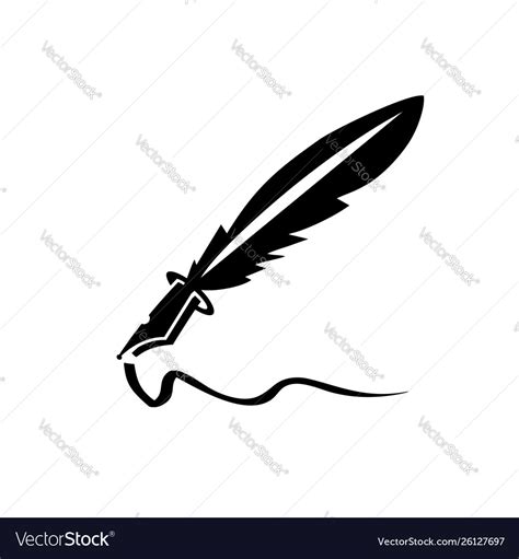 Simple feather ink pen icon and logo Royalty Free Vector