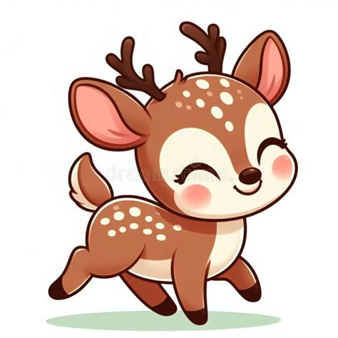 Cute Happy Deer Cartoon Isolated On White Background Suitable For