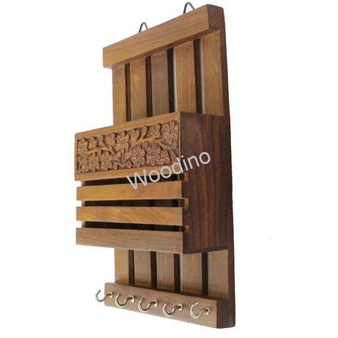 Woodino Carved Wooden Wall Letter Rack