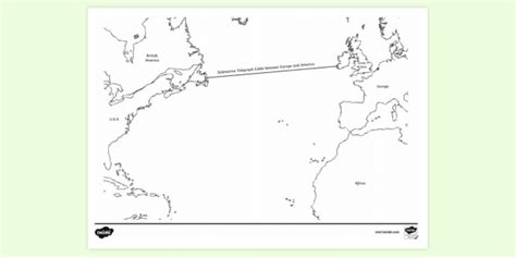 Map of Transatlantic Telegraph Cable | Colouring Sheets