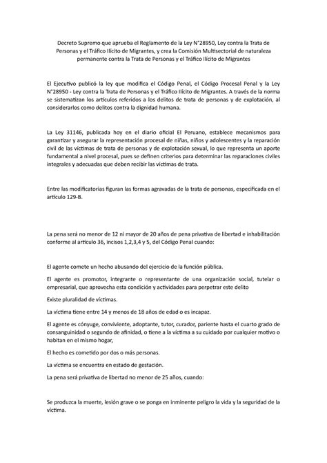 Decreto Supremo que aprueba el Reglamento de la Ley N A través de la