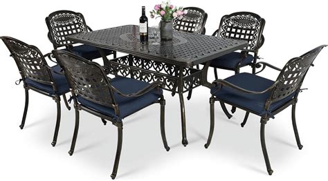 Vivijason Piece Patio Furniture Dining Set All Weather Cast Aluminum