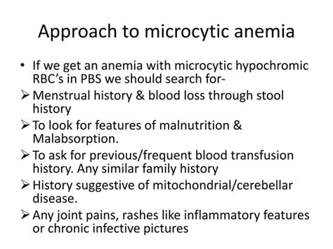 Approach To Microcytic Hypochromic Anemia