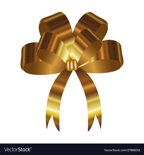 Golden Bow Ribbon Decorative Icon Royalty Free Vector Image