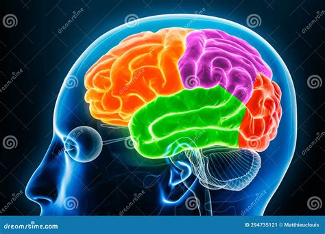 Lobes Of Brain Human Side View Template Line Different Areas Of Brain