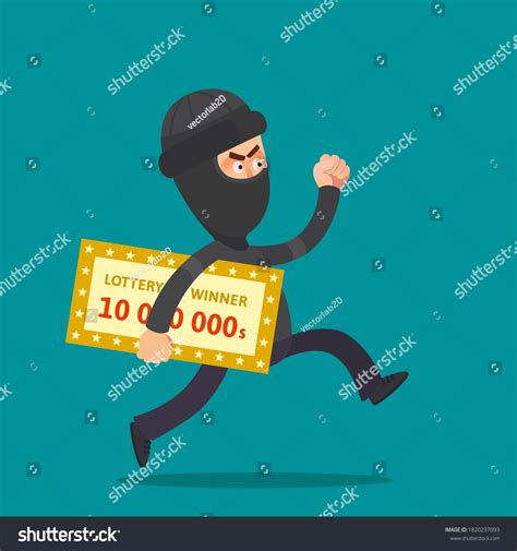 Thief Stole Lucky Lottery Ticket Thief Stock Vector (Royalty Free