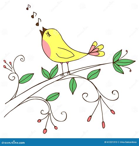 Singing Bird Stock Vector - Image: 61221313