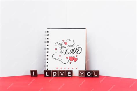 Premium Psd Spiral Notebook Mockup With Valentine Concept