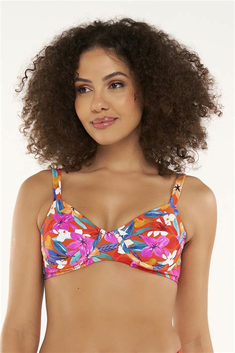 Sutiã Biquíni Açores Laranja Floral Ilha Bikini