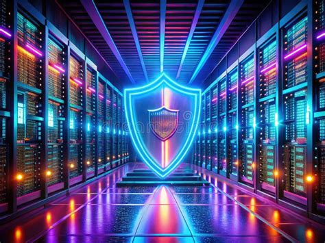 A Futuristic Neon Data Fortress Glowing Shield of Cyber Defense for Unbreakable Information ...