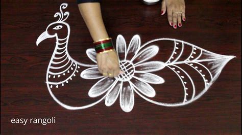 Creative Peacock Rangoli Art Designs How To Draw Peacock Kolam