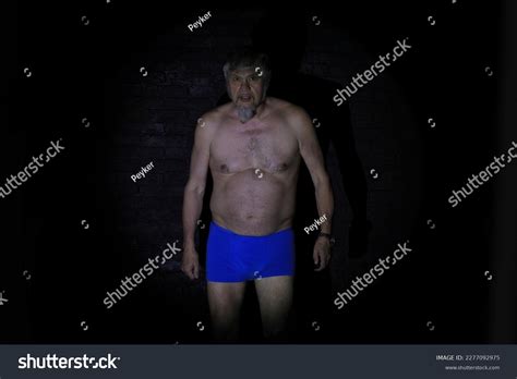 Bearded Naked Man Shorts On Black Stock Photo Shutterstock