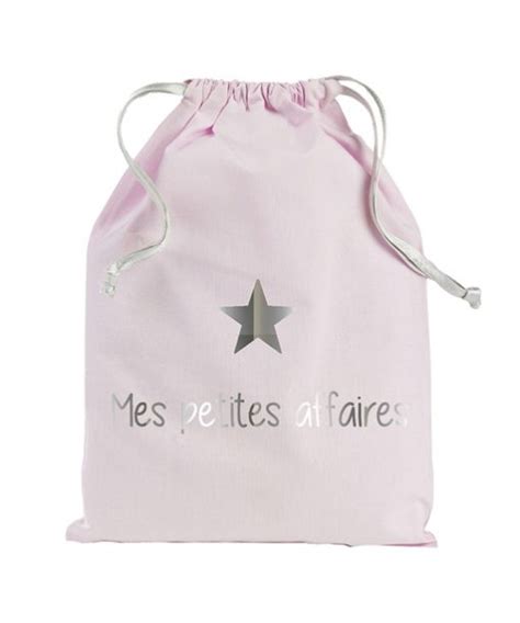 Pochette Mes Petites Affaires En Tissu Rose Et Marquage Argent