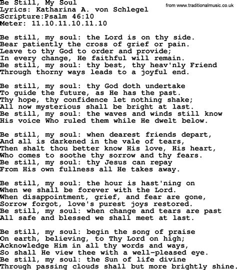 Good Old Hymns Be Still My Soul Lyrics Sheetmusic Midi Mp3 Audio And Pdf