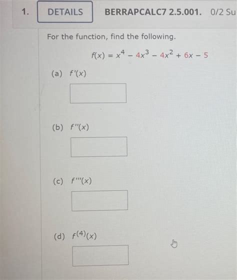 Solved For The Function Find The Following