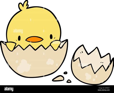 Cute Cartoon Chick Hatching From Egg Stock Vector Image Art Alamy