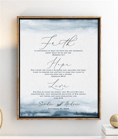 Faith Hope Love Bible Verse Wall Art Print Scripture Quote Etsy