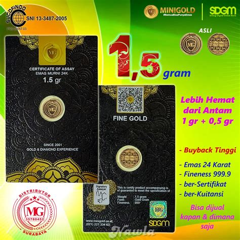 Jual MINIGOLD 1 5 Gram Logam Mulia Asli Emas Murni 24 Karat