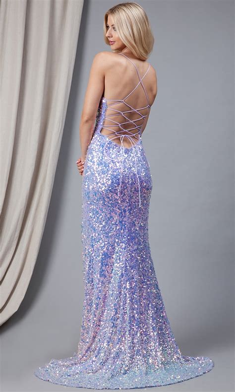 Corset Back Lace Up Long Sequin Prom Dress Promgirl