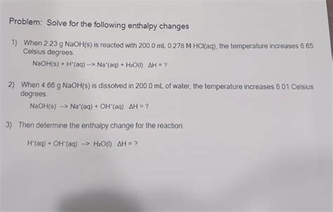 Solved Problem Solve For The Following Enthalpy Changes 1 Chegg